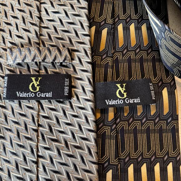 Pair of Valerio Garati Hand Made Wide 100% Silk Ties - Picture 2 of 2